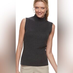 Dana Buchman Women’s NWT Size XL Gray Mock Neck Ribbed Sleeveless Top